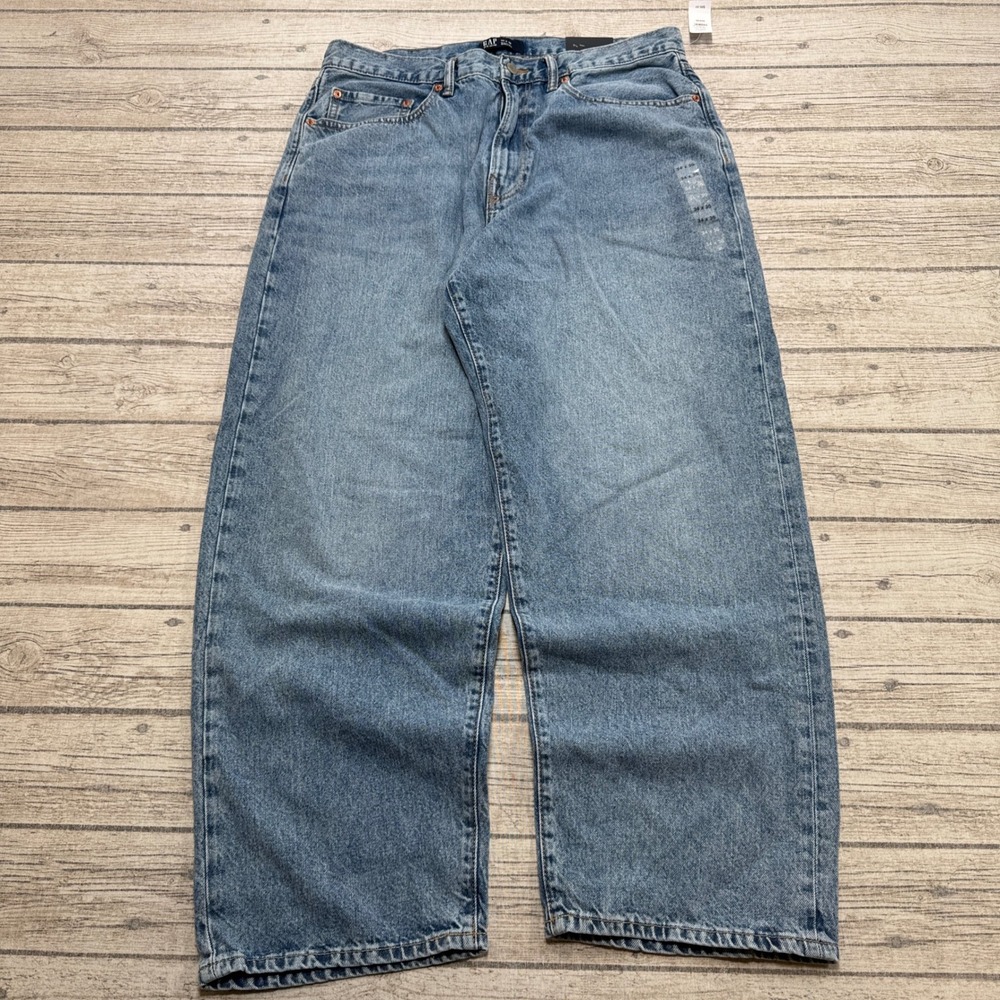 NEW Gap Jeans Men's 34x30 Blue Medium Wash Wide Leg Denim Baggy Balloon Cotton